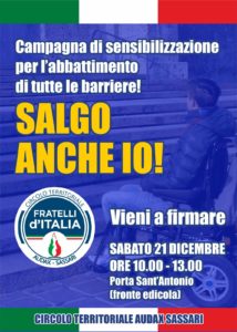 sassari barriere architettoniche raccolta firme fratelli d'italia