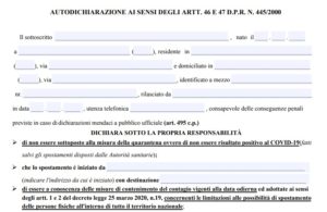 autocertificazione maggio 2020 coronavirus