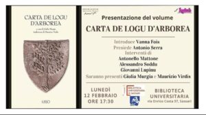 Locandina evento presentazione volume La Carta De Logu d'Arborea Biblioteca Universitaria
